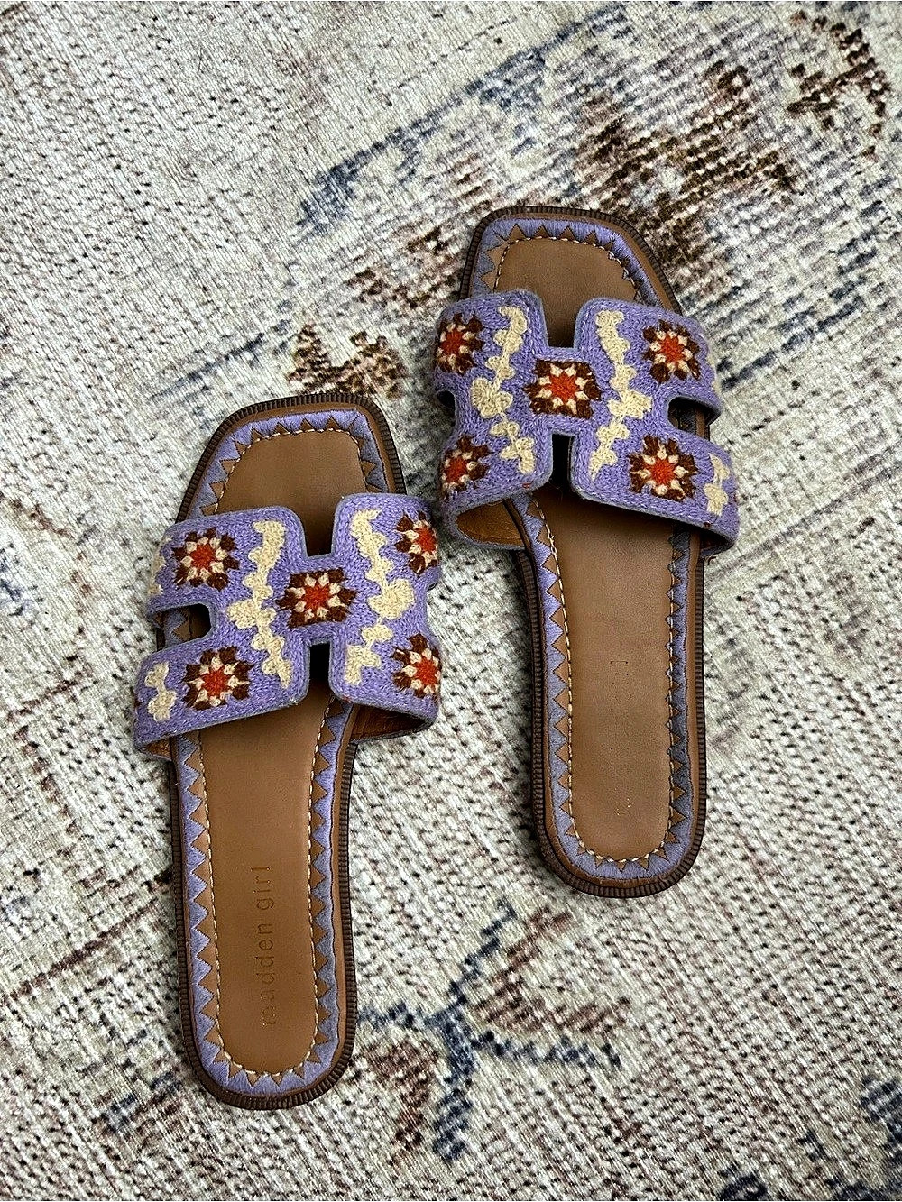 Madden Girl Crochet Floral Slide Sandals